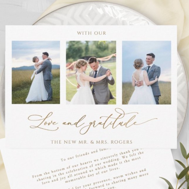 Tarjeta De Agradecimiento Elegante foto con amor y gratitud Boda (Subido por el creador)