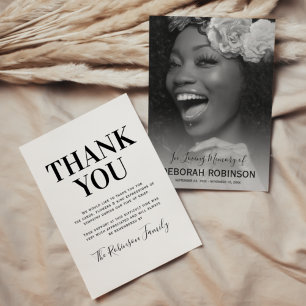 Tarjeta De Agradecimiento Elegante foto conmemorativa del funeral