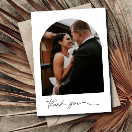 Tarjeta De Agradecimiento Elegante foto de Arco Boda Blanco Negro Gracias