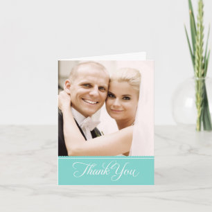 Tarjeta De Agradecimiento Elegante foto de Boda azul Aqua
