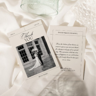 Tarjeta De Agradecimiento Elegante foto de Boda blanco y negro vintage