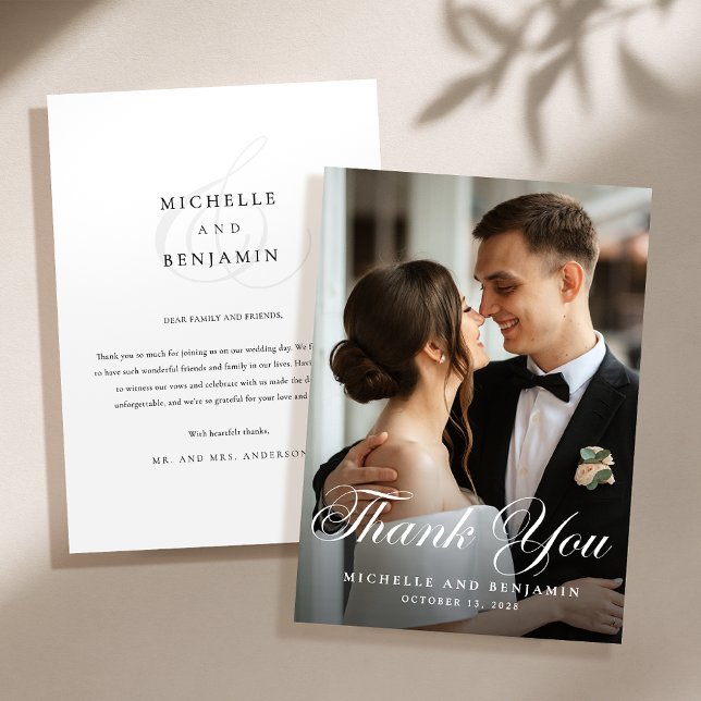 Tarjeta De Agradecimiento Elegante foto de Boda clásico (Subido por el creador)