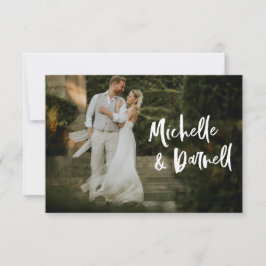 Tarjeta De Agradecimiento Elegante foto de boda con guión de amor