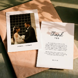 Tarjeta De Agradecimiento Elegante Foto de Boda con Letra Moderna