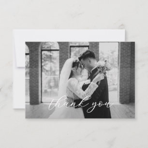 Tarjeta De Agradecimiento Elegante foto de boda con letra script