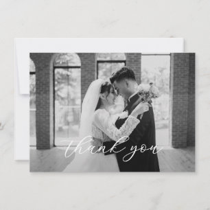 Tarjeta De Agradecimiento Elegante foto de boda con letra script