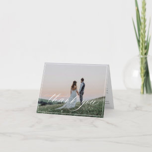 Tarjeta De Agradecimiento Elegante foto de Boda de escritura blanca