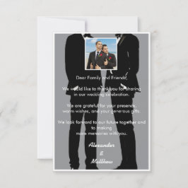 Tarjeta De Agradecimiento Elegante foto de Boda de Gay Masculinos Modernos