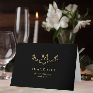 Tarjeta De Agradecimiento Elegante foto de Boda de guirnaldas de monograma n