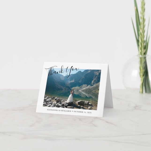 Tarjeta De Agradecimiento Elegante foto de Boda de mensajes Personalizado Mi (Anverso)