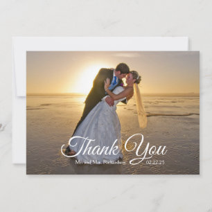 Tarjeta De Agradecimiento Elegante foto de boda de palma de cobre de oro ros