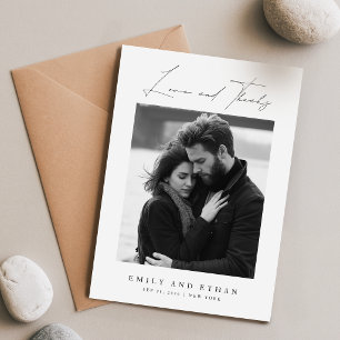 Tarjeta De Agradecimiento Elegante foto de boda en blanco y negro