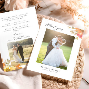 Tarjeta De Agradecimiento Elegante foto de boda floral
