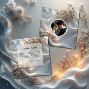 Tarjeta De Agradecimiento Elegante foto de boda floral romántica con aliento