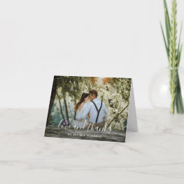 Tarjeta De Agradecimiento Elegante Foto de Boda Moderna con Escritura