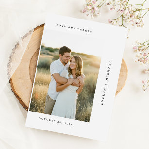 Tarjeta De Agradecimiento Elegante Foto de Boda Moderna con Letra