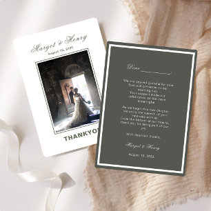Tarjeta De Agradecimiento Elegante foto de Boda moderno estética negra