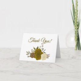 Tarjeta De Agradecimiento Elegante foto de Boda Ochre de Oro y Rosas Amarill