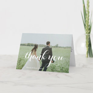 Tarjeta De Agradecimiento Elegante foto de boda personalizada Gracias
