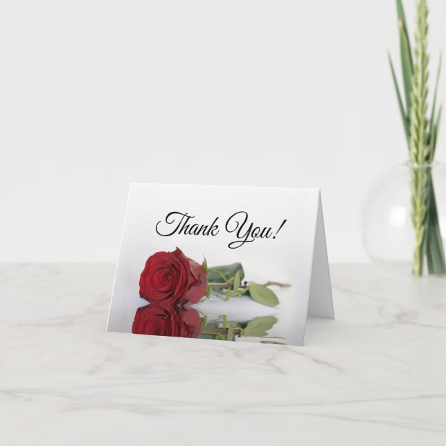 Tarjeta De Agradecimiento Elegante foto de Boda rosa rojo estampado largo en (Anverso)