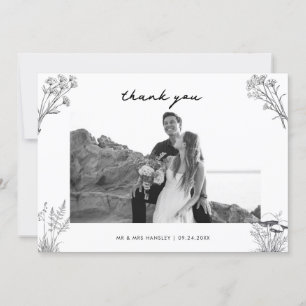 Tarjeta De Agradecimiento Elegante foto de boda rústica
