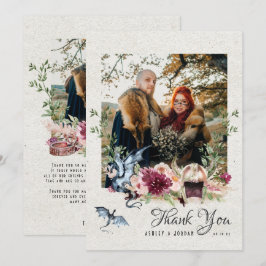 Tarjeta De Agradecimiento Elegante foto de boda vikinga floral de agradecimi