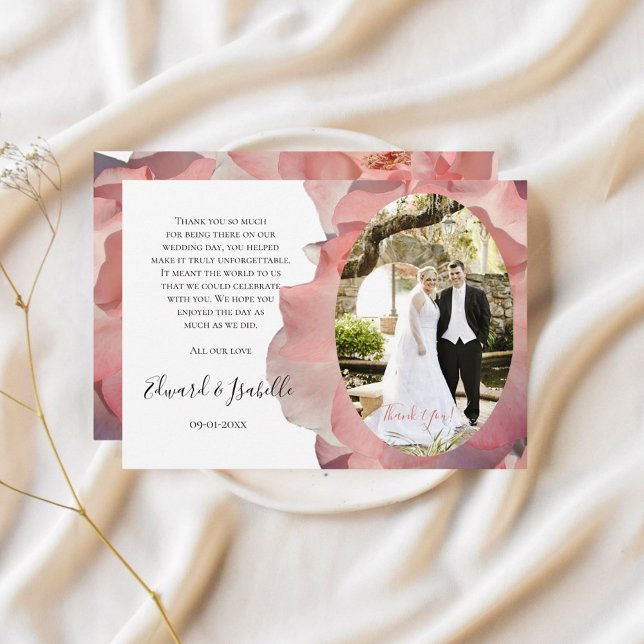 Tarjeta De Agradecimiento Elegante foto de Coral Pink Floral Gracias (Subido por el creador)