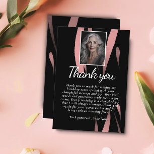 Tarjeta De Agradecimiento Elegante foto de cumpleaños 70 en acuarela rosa ne
