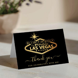 Tarjeta De Agradecimiento Elegante foto de cumpleaños de Las Vegas