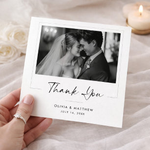 Tarjeta De Agradecimiento Elegante Foto de Esposos Clásico Moderno con Letra