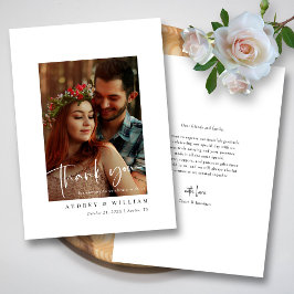 Tarjeta De Agradecimiento Elegante foto de firma blanca y negra