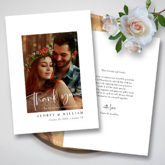 Tarjeta De Agradecimiento Elegante foto de firma blanca y negra