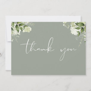 Tarjeta De Agradecimiento Elegante Foto de Floral de Verde Salvia