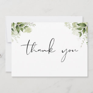 Tarjeta De Agradecimiento Elegante Foto de Floral Verde Moderno