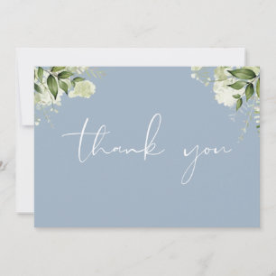 Tarjeta De Agradecimiento Elegante Foto de Floral Verde Polvoriento Azul