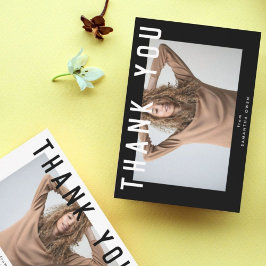 Tarjeta De Agradecimiento elegante foto de grada elegante de moda blanca de 