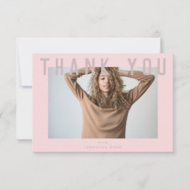 Tarjeta De Agradecimiento elegante foto de grado inteligente de moda rosada