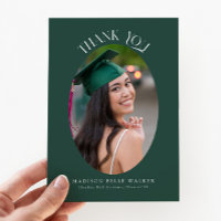 Elegante foto de graduación de Oval verde gracias