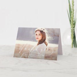 Tarjeta De Agradecimiento Elegante foto de Graduación de Rubor