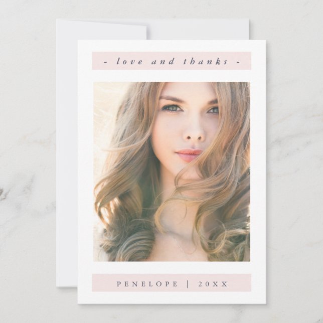 Tarjeta De Agradecimiento Elegante foto de graduación de Rubor Gracias (Anverso)