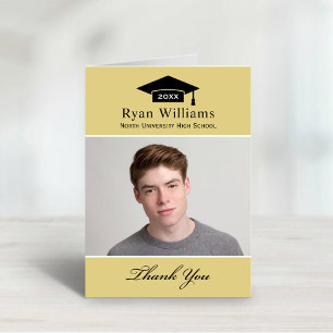 Tarjeta De Agradecimiento Elegante foto de graduación personalizada con cham