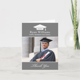 Tarjeta De Agradecimiento Elegante foto de graduación personalizada de carbó