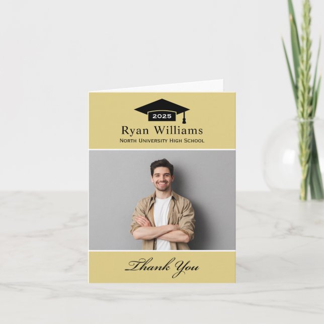 Tarjeta De Agradecimiento Elegante foto de graduación personalizada de Champ (Anverso)