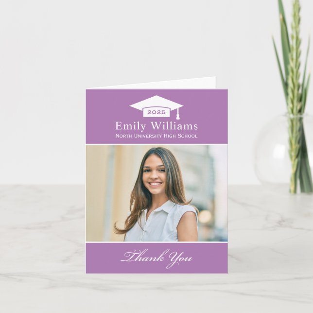 Tarjeta De Agradecimiento Elegante foto de graduación personalizada de Lavan (Anverso)