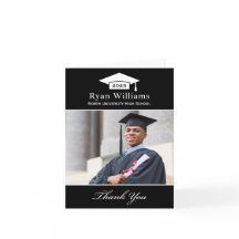 Elegante foto de graduación personalizada en negro