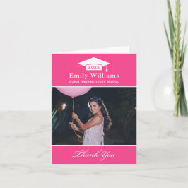 Tarjeta De Agradecimiento Elegante foto de graduación personalizada en rosa 
