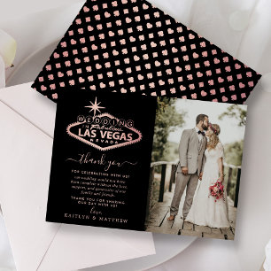 Tarjeta De Agradecimiento Elegante foto de la boda de destino de Las Vegas
