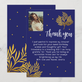 Tarjeta De Agradecimiento Elegante foto de la Foliage de oro de cumpleaños n
