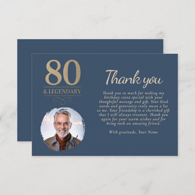 Tarjeta De Agradecimiento Elegante foto de la Marina Azul 80 y legendario cu (Anverso / Reverso)