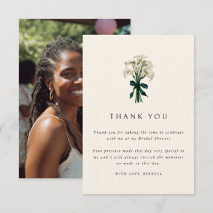 Tarjeta De Agradecimiento Elegante Foto de Lirio de Calla Blanco para Desped